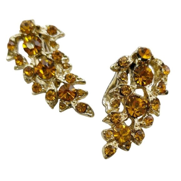 Vintage Rhinestone Clip Earrings (A8011) - Picture 1 of 4